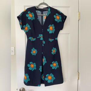 Banana Republic blue floral cap sleeve dress